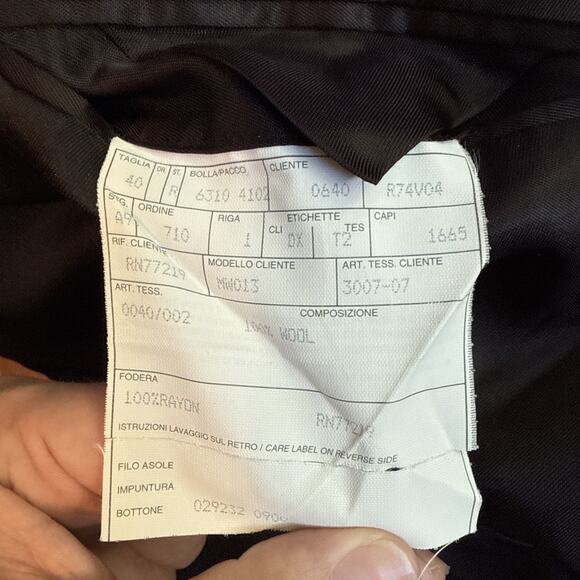 Vito Rufolo Made In Italy Suit Jacket Mens 40R Black Solid Wool Three Buttons - Picture 7 of 11